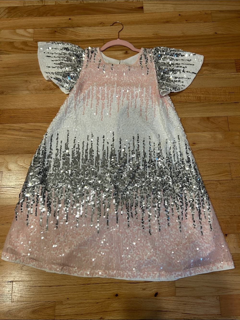 Monsoon Pink, White & Silver Sequin Ombre Girls' Dress